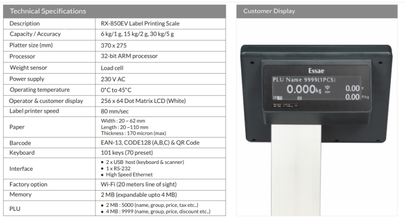 RX-850EV Label Printing Scale